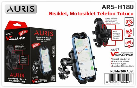 Auris H180 Anti Vib.Motorsiklet Telefon Tutucu